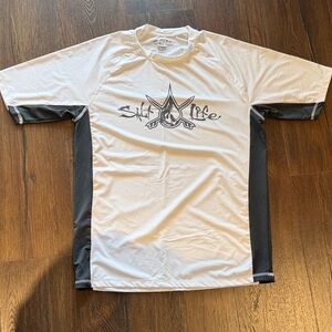 Salt Life White and Black Performance Shirt Medium